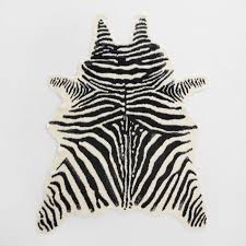 black ivory faux zebra hide area rug