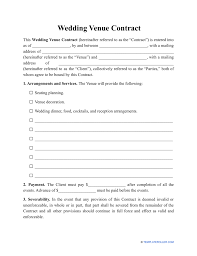 wedding venue contract template fill