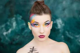 aqua makeup clown stock photo