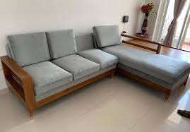 l shape sagwan wooden sofa set for