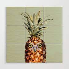 Pineapple Owl Wood Wall Art By Jonas