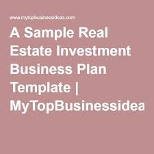 A Sample Real Estate Investment Business Plan Template