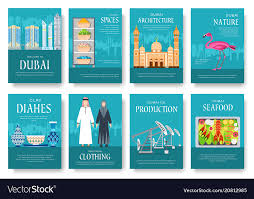 Dubai Brochure Cards Set Country Template Vector Image