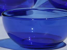 cobalt blue glass soup salad bowls