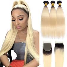 It is not possible to bleach knots on jet black (#1) hair, and is very difficult. Amazon Com Yolami Hair Ombre 1b 613 Blonde Brazilian Straight Remy Human Hair Weave Bundles With Closure Dark Roots 8a Brazilian Vrigin Hair Extensions Beauty