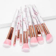 marble pink tip white makeup brush set