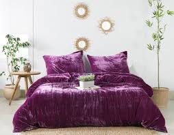 purple color crush velvet duvet cover