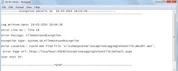 exception logging to text file