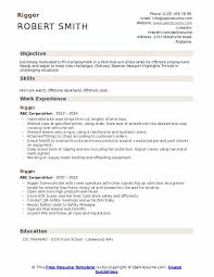 This curriculum vitae template uses a table style format, with the section headings on the left si. Rigger Resume Samples Qwikresume