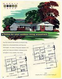 1950s L Shaped House Plan Vintage