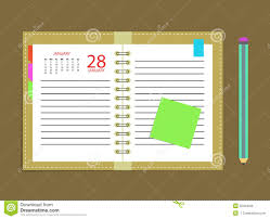Diary Calendar Appointment Book Schedule Pencil Stock Vector