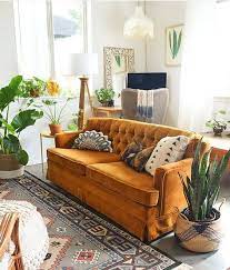 bohemian orange sofas velvet tufted