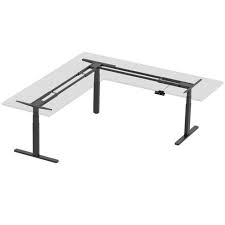 A side of the table is built with 2 open shelves, ideal for 1. Monoprice Triple Motor Height Adjustable Sit Stand Corner Desk Frame Black 3 Leg Corner L Shaped Table Base Programmable Memory Settings Target