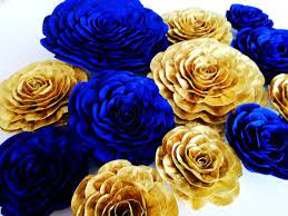 12 large paper flowers wall decor gold