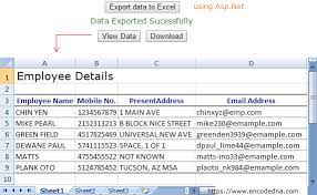 export data to excel in asp net c and