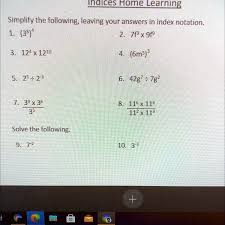 solved indices home learning simplify