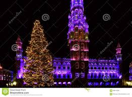 Christmas Lights At Grand Place Brussels Belgium Stock
