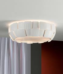 White Flush Ceiling Light With Disk Design