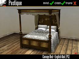 Discover more posts about vintage canopy bed. Second Life Marketplace Canopy Bed English Oak Pg Vintage 4 Post Bed For Couples