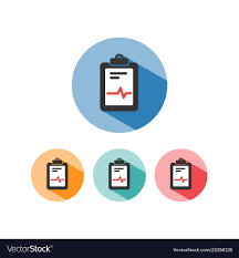 Medical Chart Icon Colored Circles Cardiogram