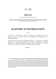 Calaméo - Rapport D'Information Sur La Présence De La France Dans Une  Afrique Convoitée, Par Le Sénat Français, 2013-2014