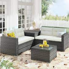 Gray Wicker Outdoor Patio Sectional
