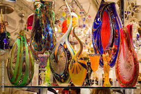 Bright Colorful Murano Glass Vases And