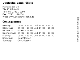 Deutsche bank öffnungszeiten in balingen, 72336. á Offnungszeiten Deutsche Bank Filiale Marktstrasse 30 In Albstadt