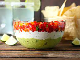 triple layer guacamole salsa party dip