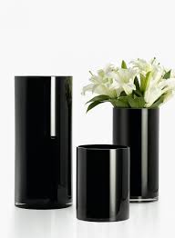 Modern Black Glass Cylinder Vase In 3