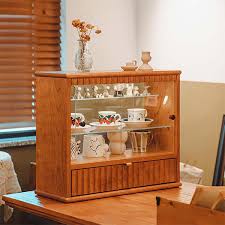 Solid Wood Storage Cabinet Glass