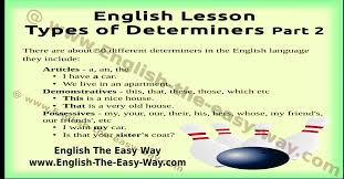 Types Of Determiners English Grammar English The Easy Way