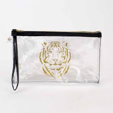 tiger clear organizer double zip pouch