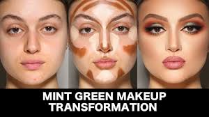 mint green makeup transformation by
