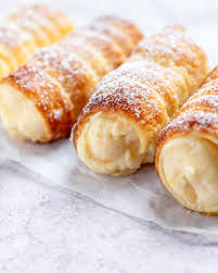 puff pastry cannoli with pastry cream