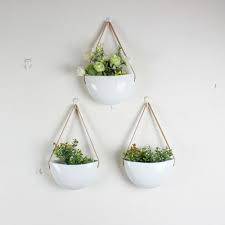 3x Ceramic Hanging Pots Plant Wall