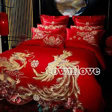 Cotton Red Chinese Wedding Bedding Set