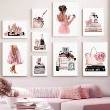 pink flower perfume fashion poster