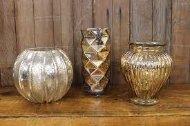 gold mercury glass vases l vintique
