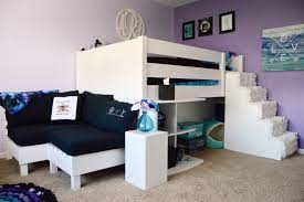 hand crafted loft bed with l sofa and