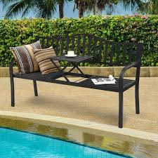 Patio Garden Bench Steel Frame With