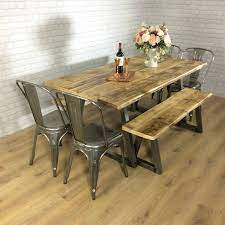 8 person farmhouse dining table and chairs. Rustic Dining Table Industrial 6 8 Seater Solid Reclaimed Wood Metal B Shabby Bear Cottage