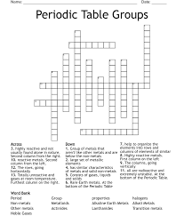 periodic table groups crossword wordmint