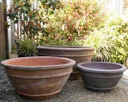 Extra Large Old Stone Low Bowl Planter