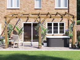 Lean To Pergola Kit Wall Mounted Wooden