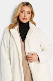 Plus Size Curve White Faux Fur Coat