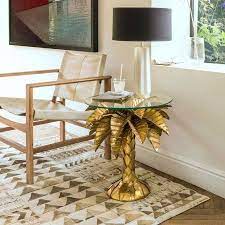 Gold Tropicana Palm Tree Side Table