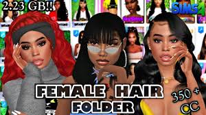 350 items female hair cc folder