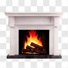Cozy White Fireplace With Burning Fire
