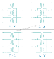 Since three phase power is the most common way in which power is produced, transmitted, an used, an understanding of how three phase transformer connections are made is essential. Three Phase Transformer Connections Electricaleasy Com